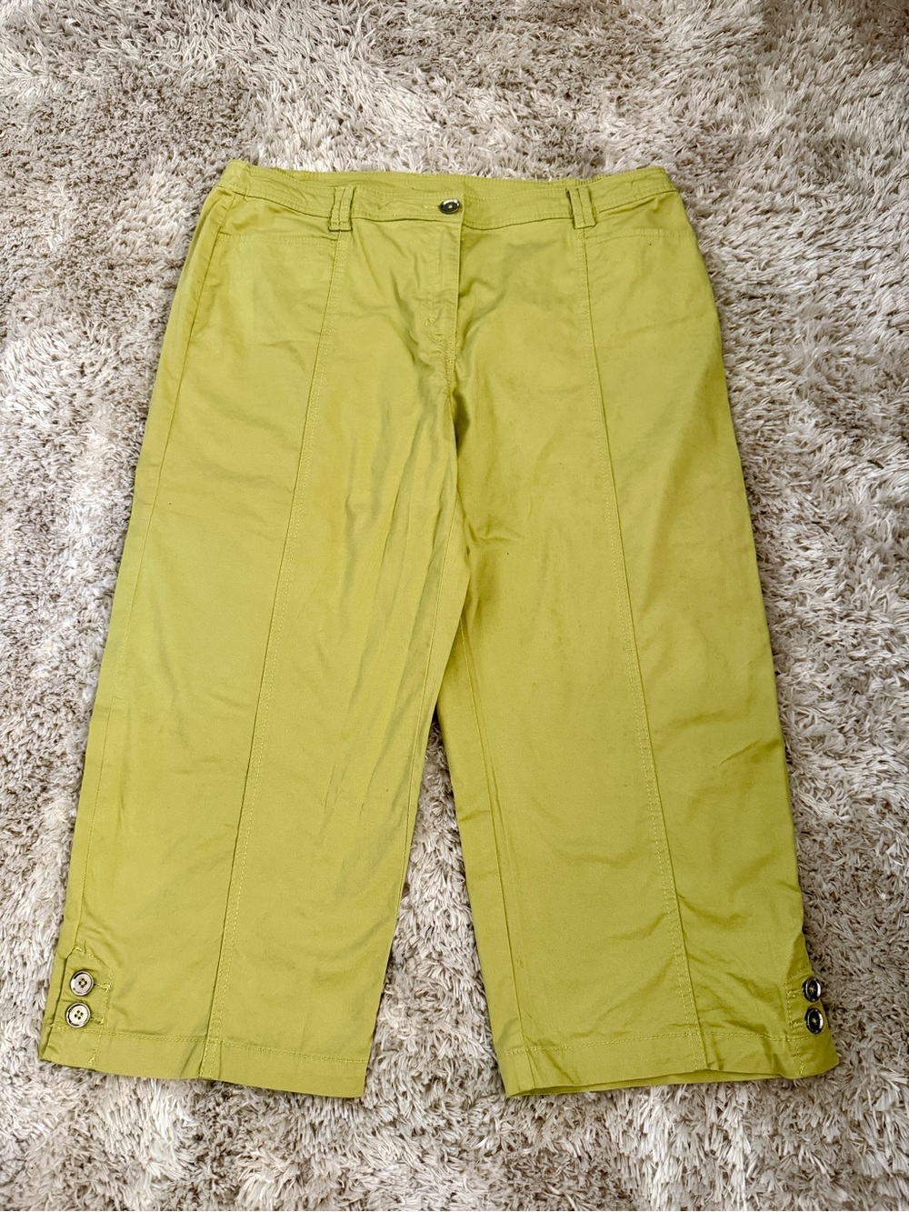 JM Collection Bright Lime Crop Chino Capris